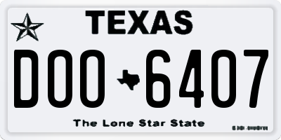 TX license plate DOO6407