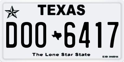 TX license plate DOO6417