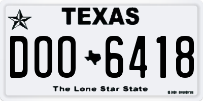 TX license plate DOO6418
