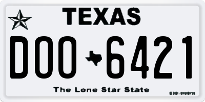 TX license plate DOO6421