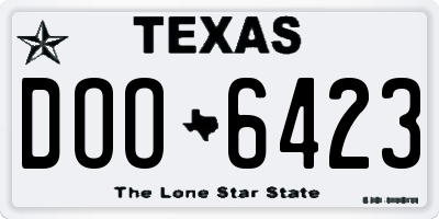TX license plate DOO6423