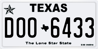 TX license plate DOO6433