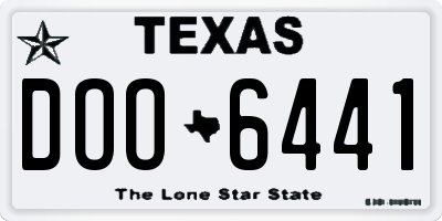TX license plate DOO6441