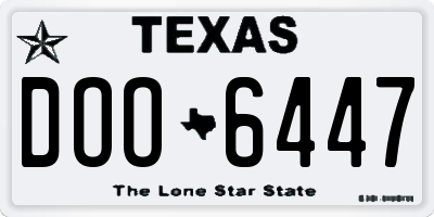 TX license plate DOO6447