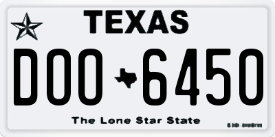TX license plate DOO6450