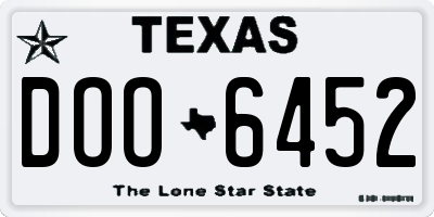 TX license plate DOO6452