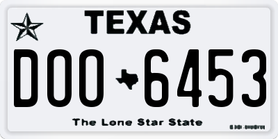 TX license plate DOO6453