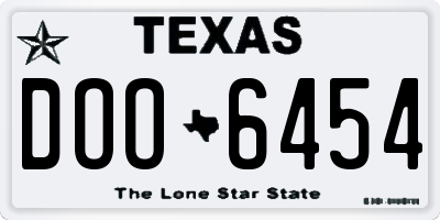 TX license plate DOO6454