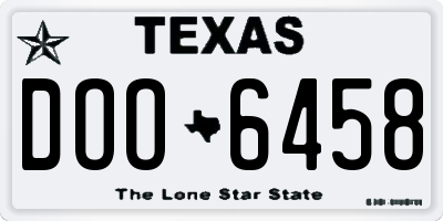 TX license plate DOO6458