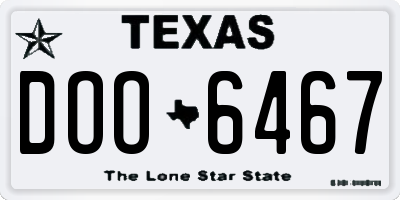 TX license plate DOO6467
