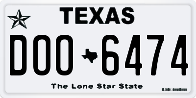TX license plate DOO6474