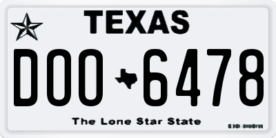 TX license plate DOO6478