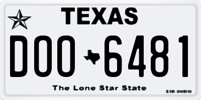 TX license plate DOO6481