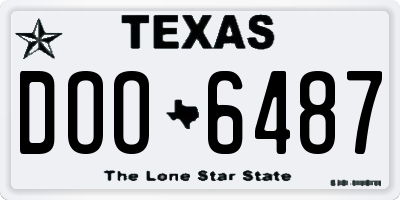 TX license plate DOO6487