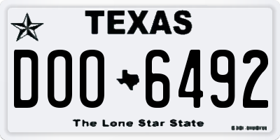TX license plate DOO6492