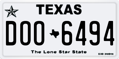 TX license plate DOO6494