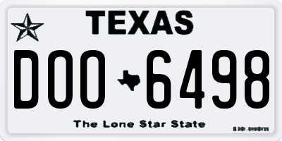 TX license plate DOO6498