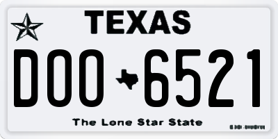 TX license plate DOO6521