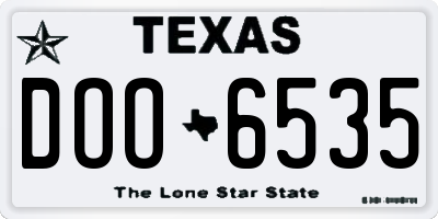 TX license plate DOO6535