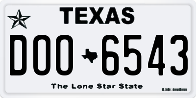 TX license plate DOO6543