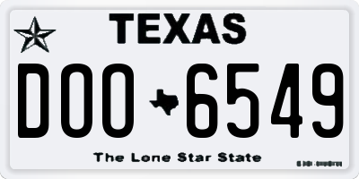 TX license plate DOO6549