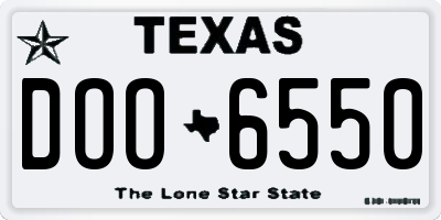TX license plate DOO6550