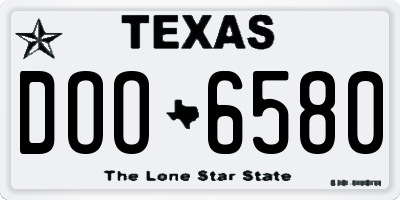 TX license plate DOO6580