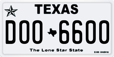 TX license plate DOO6600