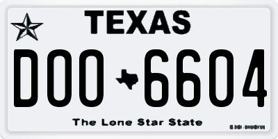 TX license plate DOO6604