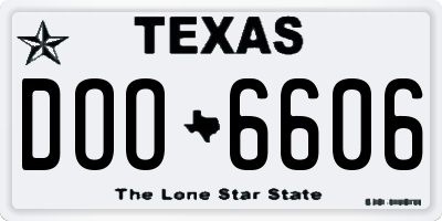 TX license plate DOO6606
