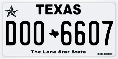TX license plate DOO6607
