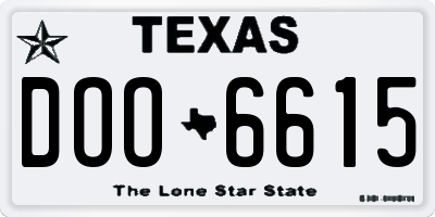 TX license plate DOO6615