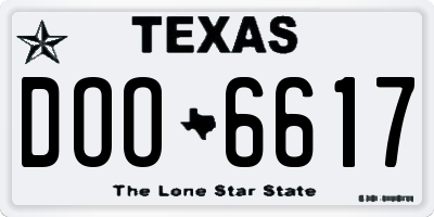 TX license plate DOO6617