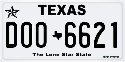 TX license plate DOO6621