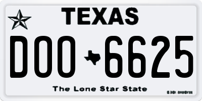 TX license plate DOO6625