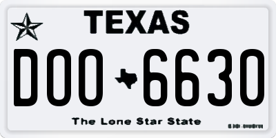TX license plate DOO6630