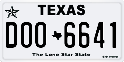 TX license plate DOO6641
