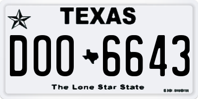 TX license plate DOO6643