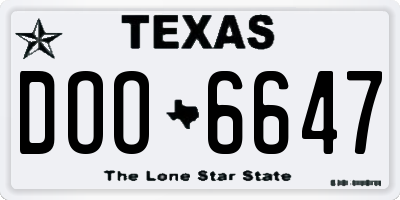 TX license plate DOO6647