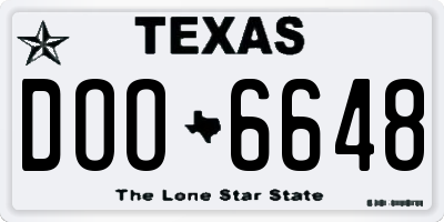 TX license plate DOO6648