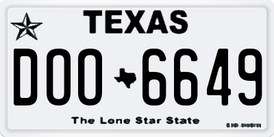 TX license plate DOO6649