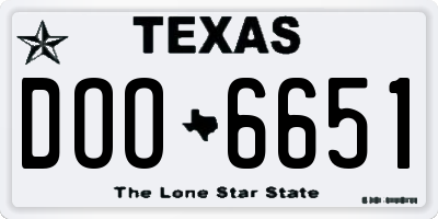 TX license plate DOO6651