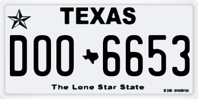 TX license plate DOO6653