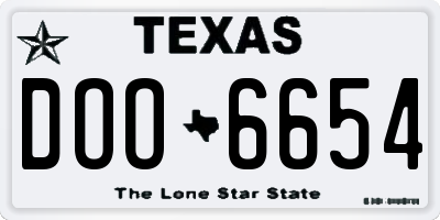 TX license plate DOO6654