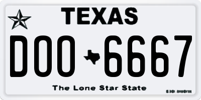 TX license plate DOO6667