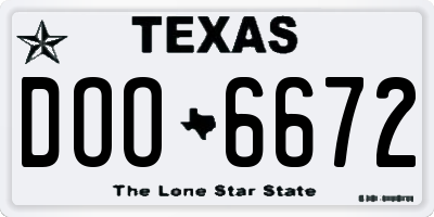 TX license plate DOO6672