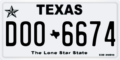 TX license plate DOO6674