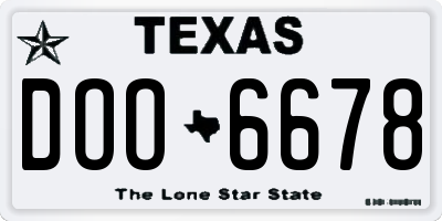TX license plate DOO6678