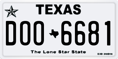 TX license plate DOO6681