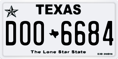 TX license plate DOO6684